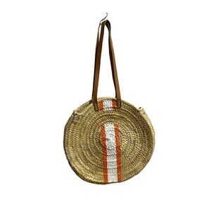 Mark & Graham Hand Painted Circle Beach Bag, Straw, Stripes